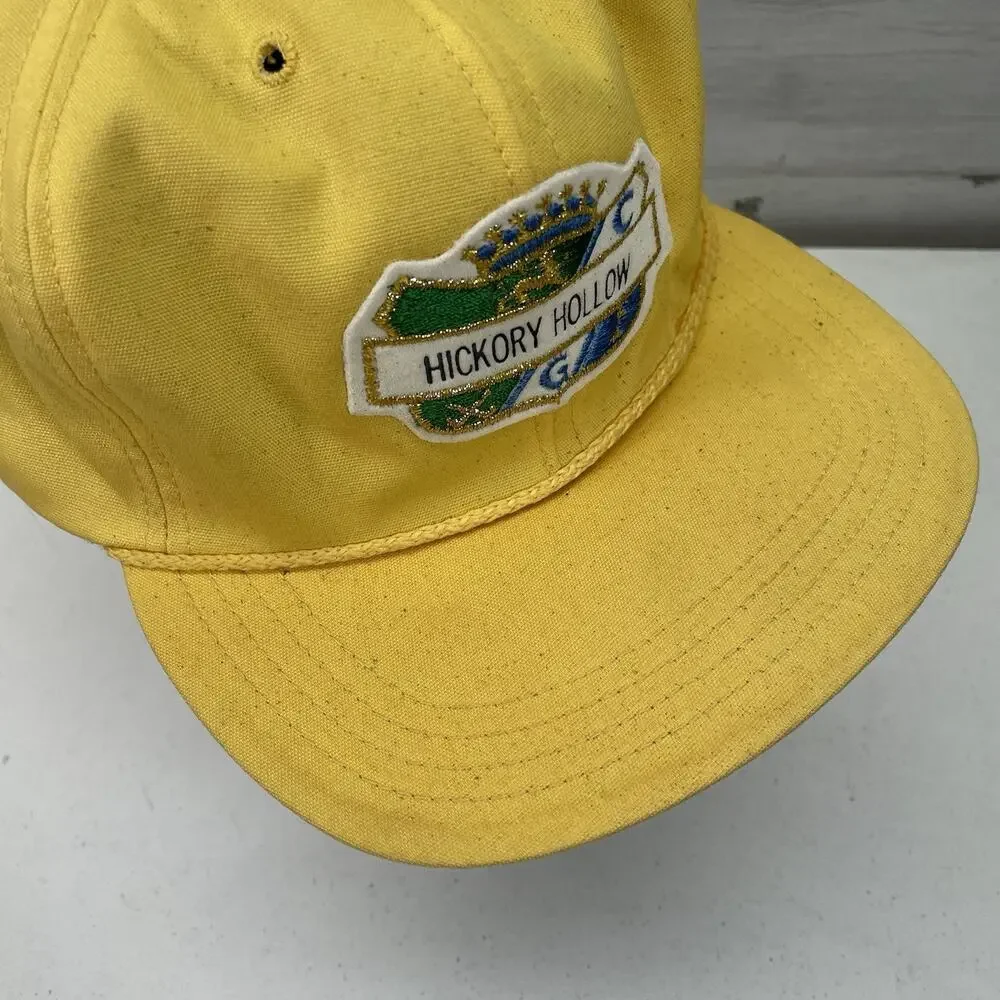 Vintage Hickory Hollow Golf Club Yellow Adjustable Strapback Baseball‎ Hat Cap